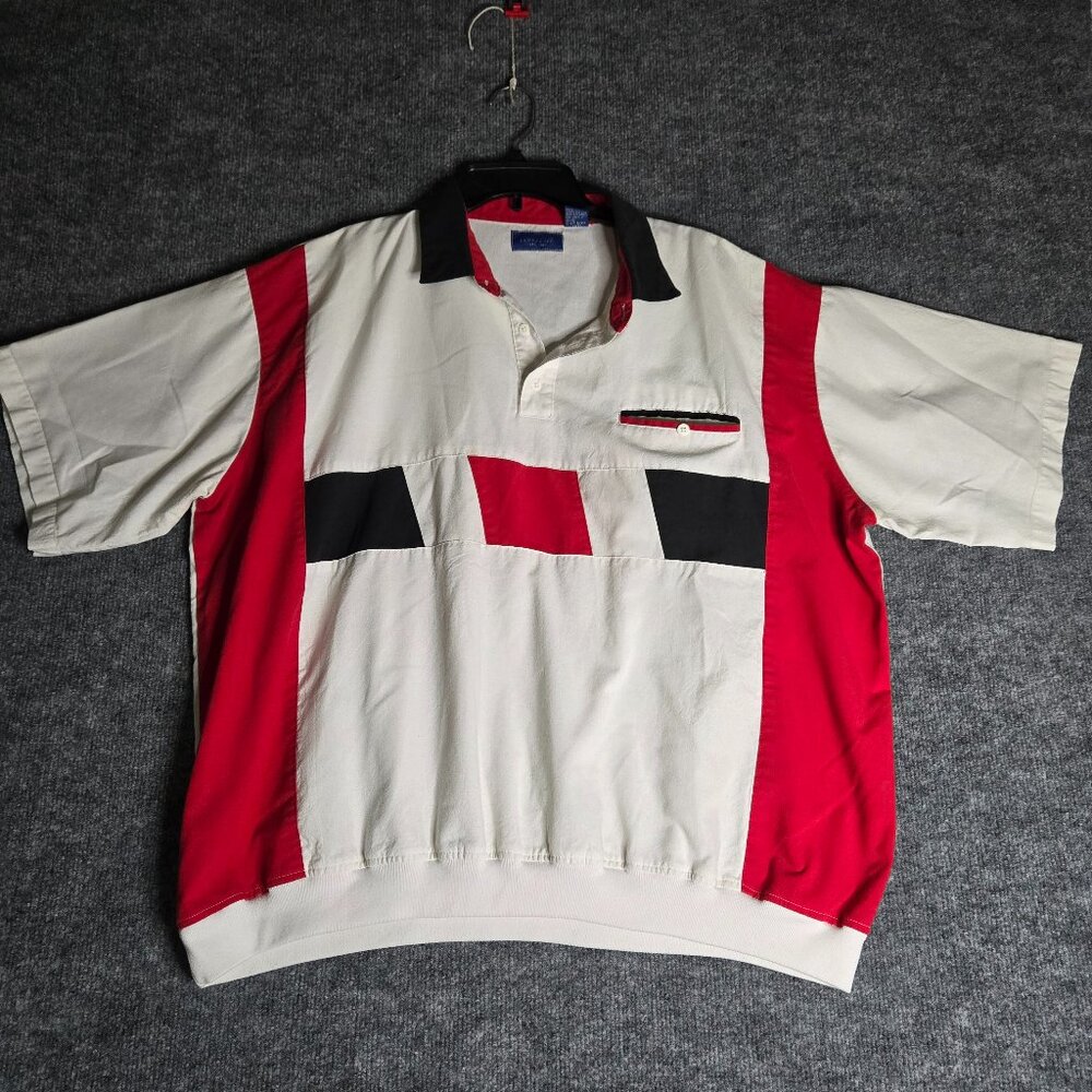 VTG Towncraft Polo Shirt Mens 2XL Red/white/black Short Sleeve Elastic Waist